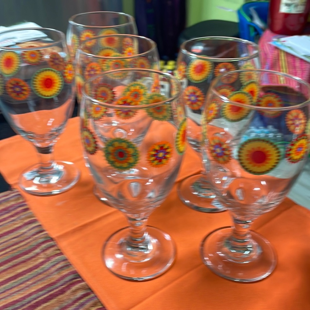 Water or ice tea beautiful glasses.